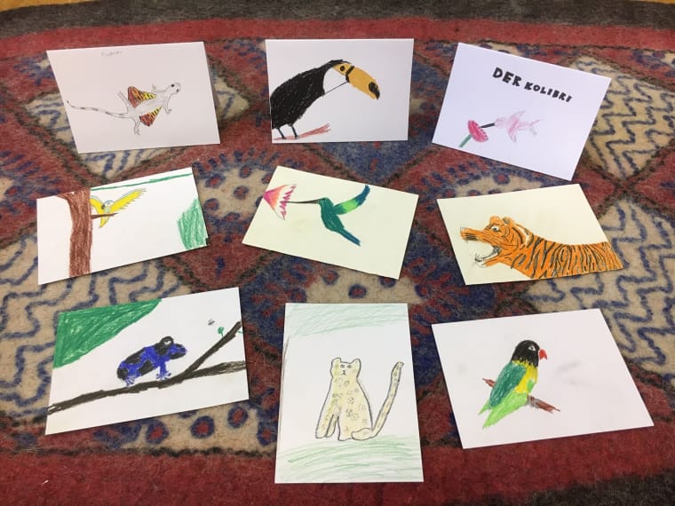 Die Kinder der Forschergruppe vom Schulhaus Borrweg in Zürich haben Karten gemalt und Spenden gesammelt