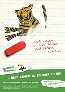 Plakat zeigt eine Zeichnung eines Tigers mit der Unterschrift "und wenn sie nicht gestorben sind"