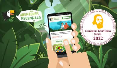 2022 ist Abenteuer-regenwald.de mit dem begehrten Comenius MediaAward Siegel ausgezeichnet worden