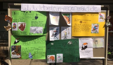 Petra Bule vom Helene-Lange-Gymnasium in Fürth hatte die Idee zu einer Info- und Spendenaktion an ihrer Schule. Dieses Plakat schmückte den Stand