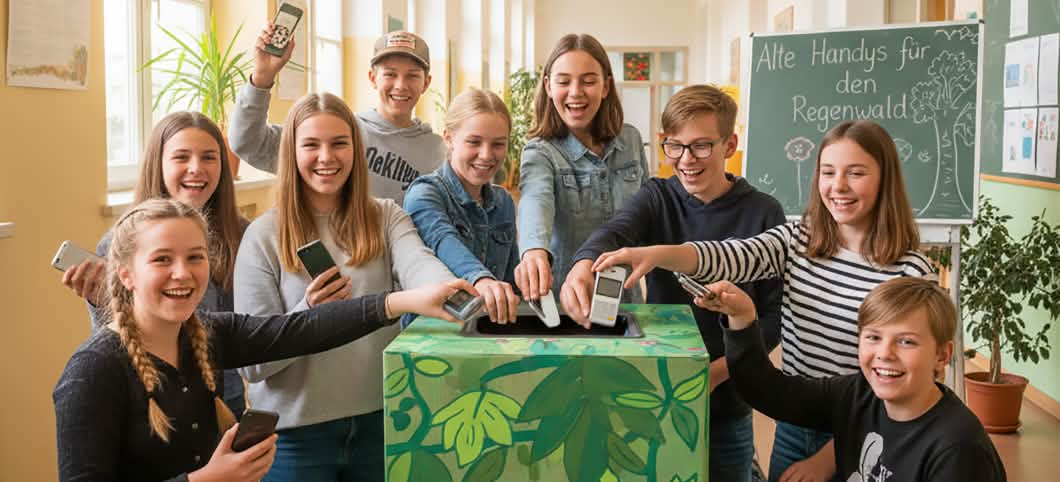 Handy Sammelaktion einer schulklasse