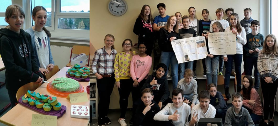 Klasse 7 b der Otto-Pankok Schule Mühlheim an der Ruhr, haben Infos zum Regenwald erarbeitet und Spendengesammelt
